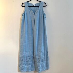 J Jill - pureJill collection - Blue linen Maxi dress with embroidery - S